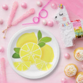 Assiettes En Carton Citron citron tranches de citron fruits tropicaux  (Fête)