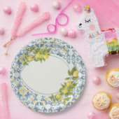 Assiettes En Carton Citron en carrelage bleu italien (Fête)