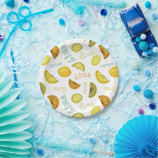 Assiettes En Carton Citron et citron vert Motif (Fête)