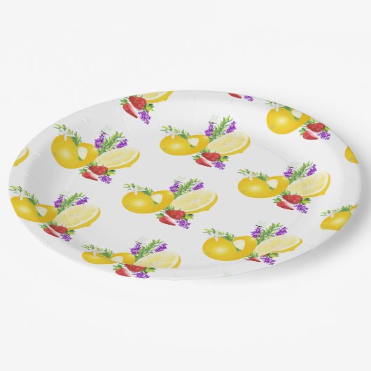 Assiettes En Carton Citron et fraise (Angle)