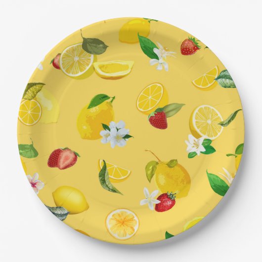 Assiettes En Carton Citron et fraise 3 (Devant)