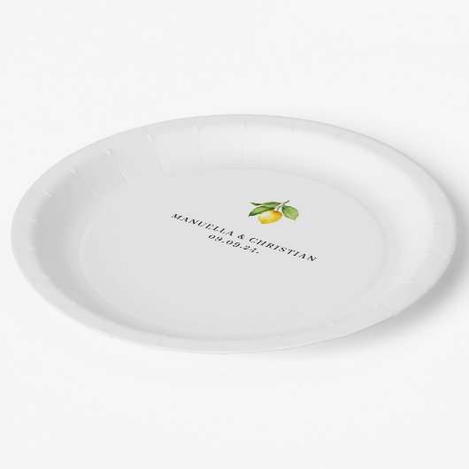 Assiettes En Carton Citron jaune (Angle)