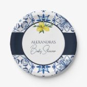 Assiettes En Carton Citron jaune bleu italien Baby shower (Devant)