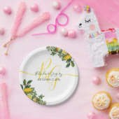 Assiettes En Carton Citron jaune rustique et feuillage Mariage de verd (Fête)