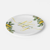 Assiettes En Carton Citron jaune rustique et feuillage Mariage de verd (Angle)