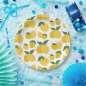 Assiettes En Carton Citron Motif Fruit Rétro Jaune Sur Blanc (Fête)