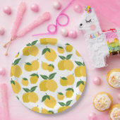 Assiettes En Carton Citron Motif Fruit Rétro Jaune Sur Blanc (Fête)