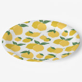 Assiettes En Carton Citron Motif Fruit Rétro Jaune Sur Blanc (Angle)