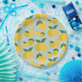 Assiettes En Carton Citron Motif Fruit Rétro Jaune Sur Vert (Fête)