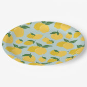 Assiettes En Carton Citron Motif Fruit Rétro Jaune Sur Vert (Angle)