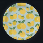 Assiettes En Carton Citron Motif Fruit Rétro Jaune Sur Vert<br><div class="desc">Retro Fruit Print - Motif citron - Jaune sur vert.</div>