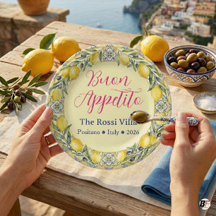 Assiettes En Carton Citron personnalisé de la Côte d'Amalfi Italien Bo