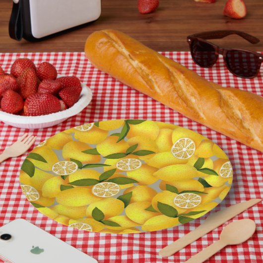 Assiettes En Carton Citron plein (Pique-nique)