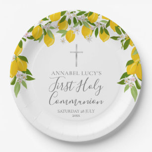 Assiettes En Carton Citron vert Première Communion sainte