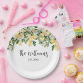 Assiettes En Carton Citronnier jaune monogramme (Fête)