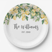 Assiettes En Carton Citronnier jaune monogramme (Devant)