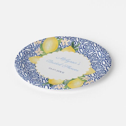 Assiettes En Carton Citrons Amalfi Bleu Blanc Italie Carreaux Salle de (Angle)