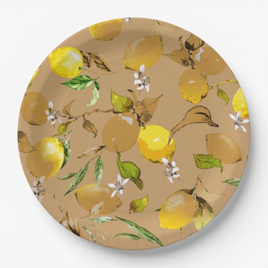 Assiettes En Carton citrons d'aquarelle 33 (Devant)