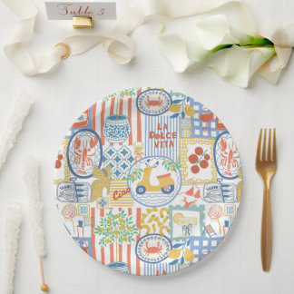 Assiettes En Carton Citrons d'été italiens La Dolce Vita Méditerranée
