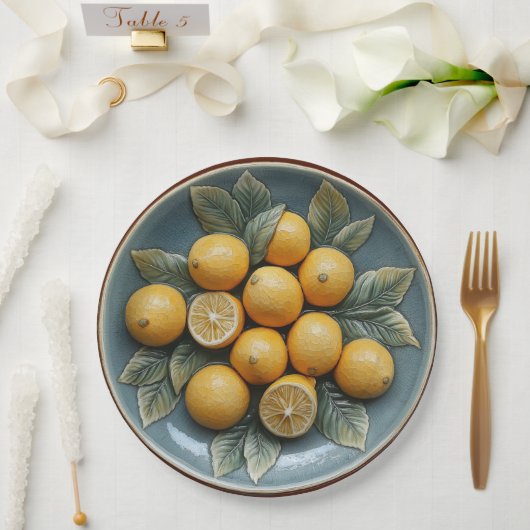 Assiettes En Carton Citrons en fausse grès (Mariage)
