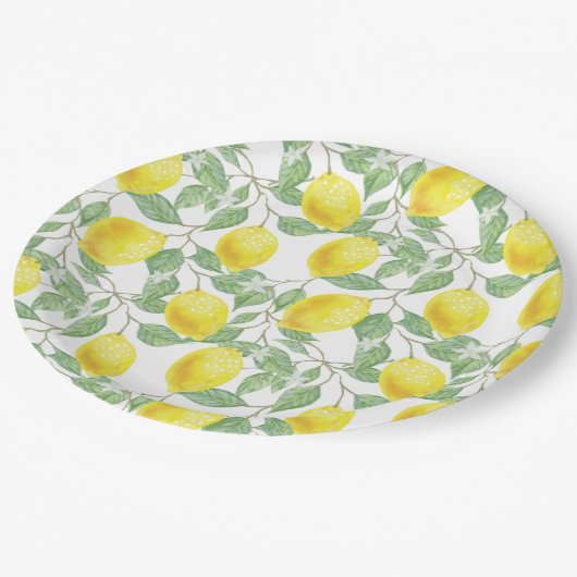 Assiettes En Carton Citrons et Feuille (Angle)