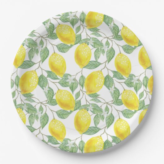 Assiettes En Carton Citrons et Feuille (Devant)