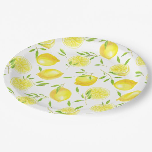 Assiettes En Carton Citrons et feuilles (Angle)