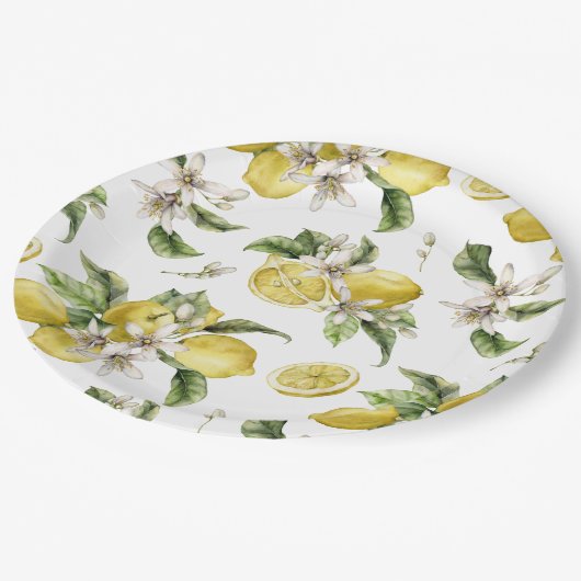 Assiettes En Carton Citrons et verdure (Angle)