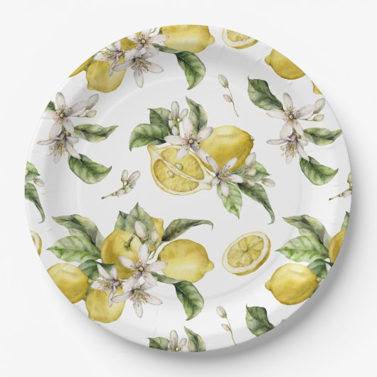 Assiettes En Carton Citrons et verdure (Devant)