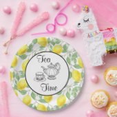 Assiettes En Carton Citrons jaunes avec thé Motif vert (Fête)