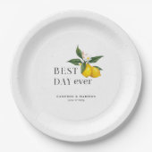 Assiettes En Carton Citrons Peints À La Main Avec Mariage Fleur (Devant)