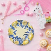 Assiettes En Carton Citrons portugais en bleu (Fête)