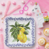 Assiettes En Carton Citrons Royal Toile Filigree (Fête)