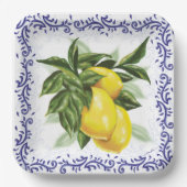 Assiettes En Carton Citrons Royal Toile Filigree (Recto)