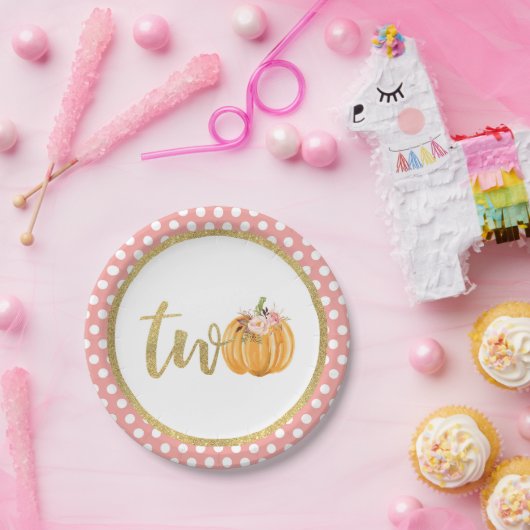 Assiettes En Carton Citrouille 2e plaque papier d'anniversaire - Pois (Fête)