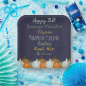 Assiettes En Carton Citrouille automne bleu arrière - plan invitation (Fête)