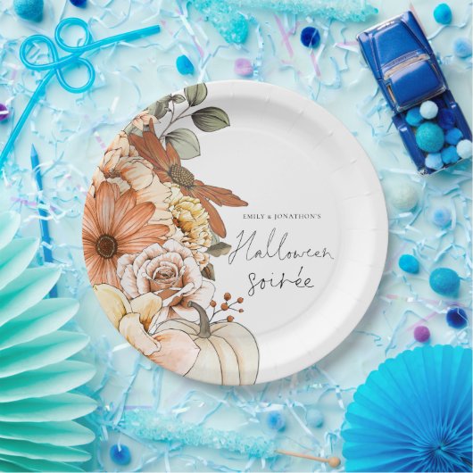 Assiettes En Carton Citrouille Automne Florals Script Halloween Soirée (Fête)