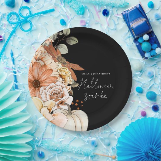 Assiettes En Carton Citrouille Automne Florals Script Halloween Soirée (Fête)