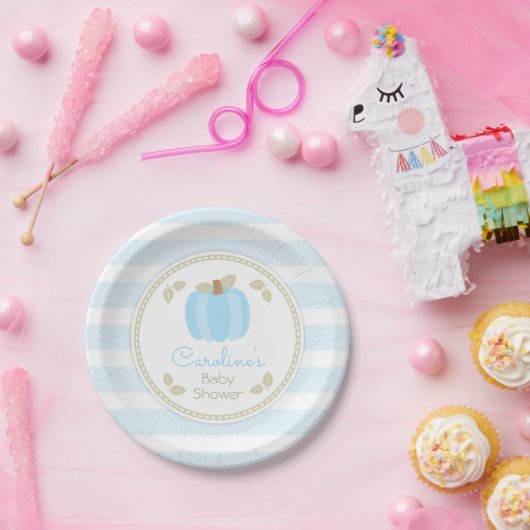 Assiettes En Carton Citrouille Baby Boy Douche Plaque en papier (Fête)