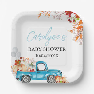 Assiettes En Carton Citrouille Baby shower d'automne du camion bleu