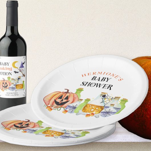 Assiettes En Carton Citrouille Baby shower Halloween et potions