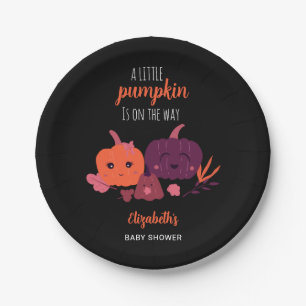 Assiettes En Carton Citrouille Baby shower mignon noir violet moderne