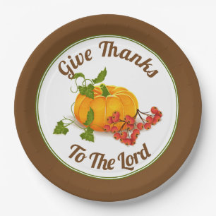 Assiettes En Carton Citrouille, baies et feuilles tombent Thanksgiving
