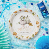 Assiettes En Carton Citrouille blanc L'automne quitte l'action de grâc (Fête)