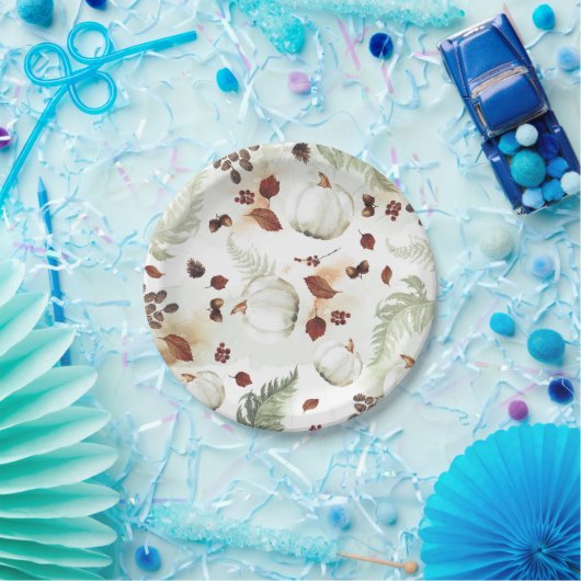 Assiettes En Carton Citrouille blanc Rustic Fall quitte Motif (Fête)