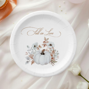 Assiettes En Carton Citrouille blanche de l'amour