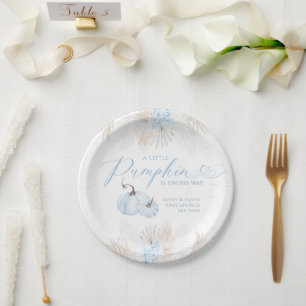 Assiettes En Carton Citrouille bleu Bow Boho Floral Boho Baby shower g