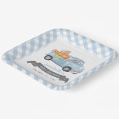 Assiettes En Carton Citrouille bleu Camion En vichy Baby shower garçon (Angulaire)