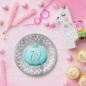 Assiettes En Carton Citrouille bleu et guirlande de ferme rustique (Fête)