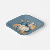 Assiettes En Carton Citrouille bleu et orange Peony Mariage (Angulaire)